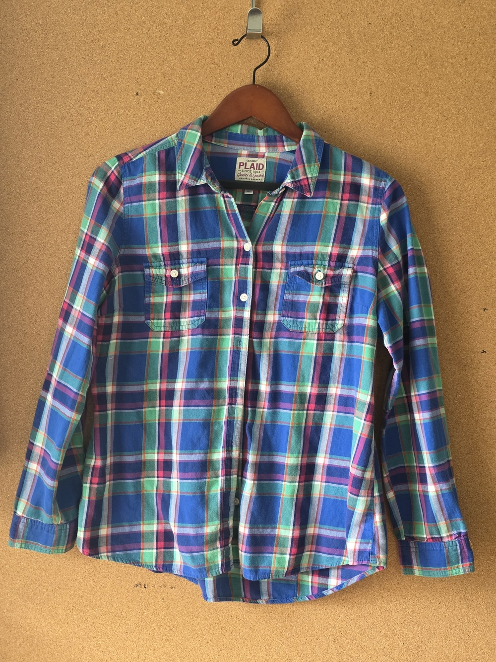Old Navy Women’s Plaid Button Down Shirt L Relaxed Fit 100% Cotton Cabincore